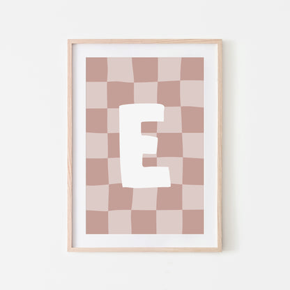 Checkered-Letters-Alphabet-Poster-Print-Letter-E-in-Rose
