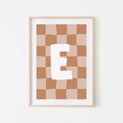 Checkered-Letters-Alphabet-Poster-Print-Letter-E-in-Tan
