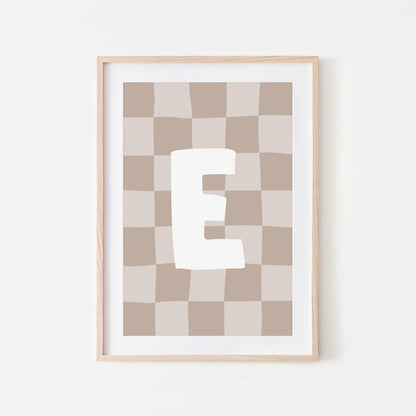 Checkered-Letters-Alphabet-Poster-Print-Letter-E-in-Truffle