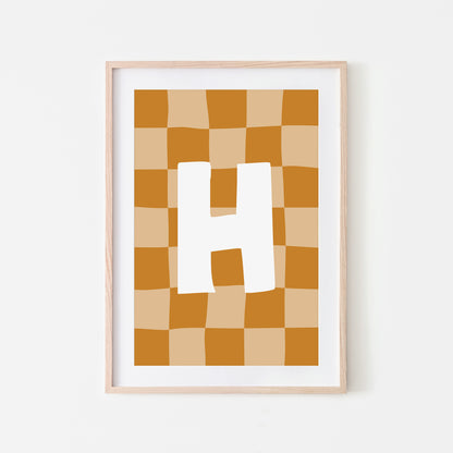 Checkered-Letters-Alphabet-Poster-Print-Letter-H-in-Mustard