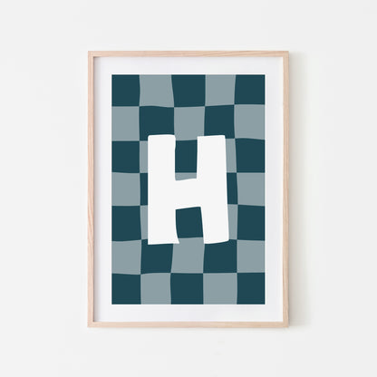 Checkered-Letters-Alphabet-Poster-Print-Letter-H-in-Navy
