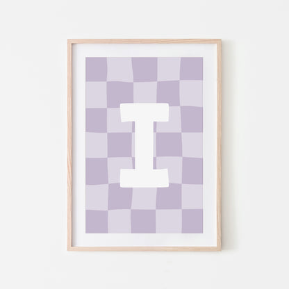 Checkered-Letters-Alphabet-Poster-Print-Letter-I-in-Lavender