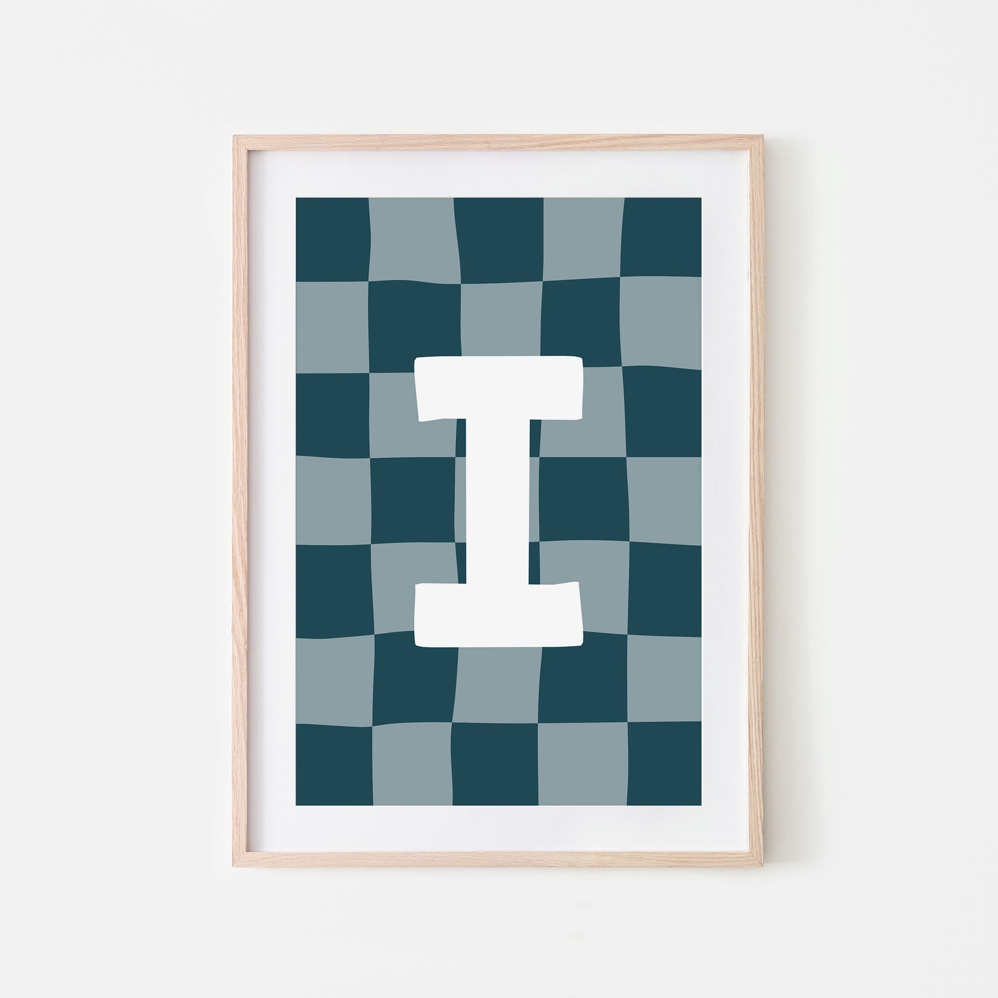Checkered-Letters-Alphabet-Poster-Print-Letter-I-in-Navy