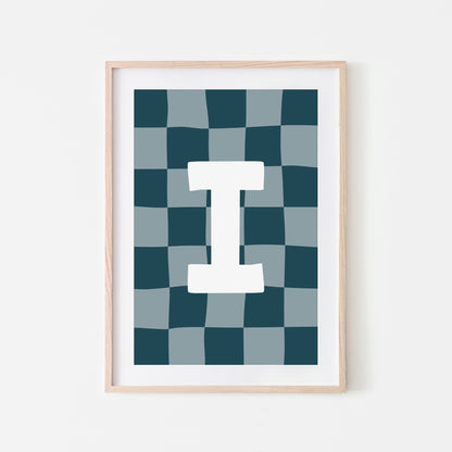 Checkered-Letters-Alphabet-Poster-Print-Letter-I-in-Navy