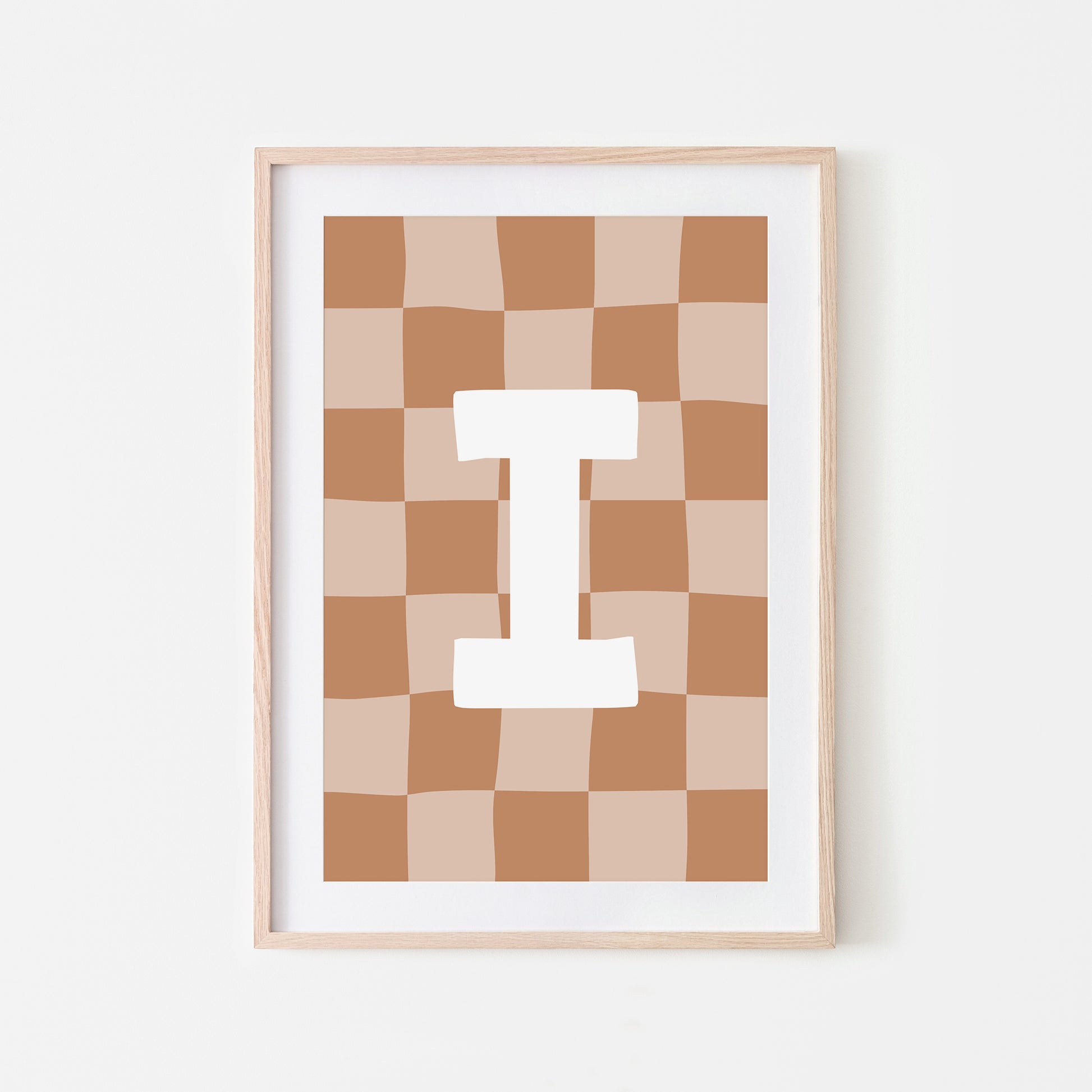 Checkered-Letters-Alphabet-Poster-Print-Letter-I-in-Tan
