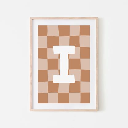 Checkered-Letters-Alphabet-Poster-Print-Letter-I-in-Tan