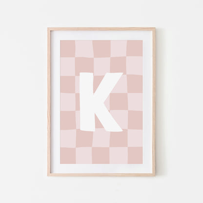 Checkered-Letters-Alphabet-Poster-Print-Letter-K-in-Blush