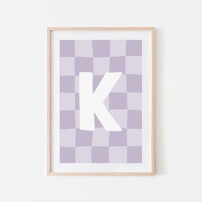 Checkered-Letters-Alphabet-Poster-Print-Letter-K-in-Lavender
