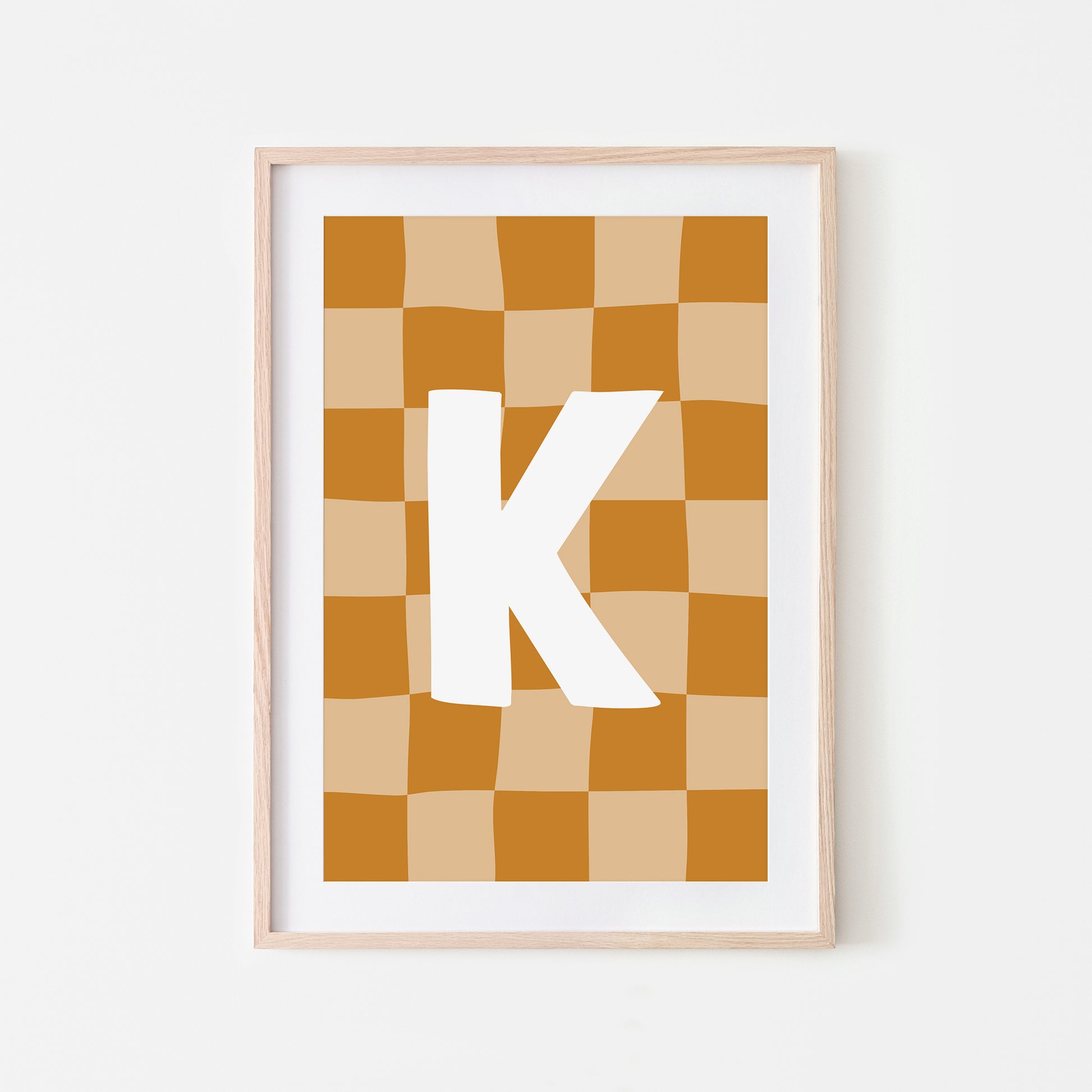 Checkered-Letters-Alphabet-Poster-Print-Letter-K-in-Mustard