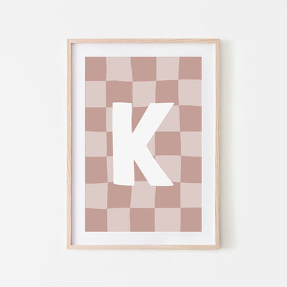 Checkered-Letters-Alphabet-Poster-Print-Letter-K-in-Rose