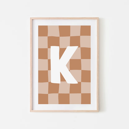 Checkered-Letters-Alphabet-Poster-Print-Letter-K-in-Tan