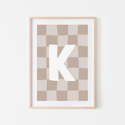 Checkered-Letters-Alphabet-Poster-Print-Letter-K-in-Truffle