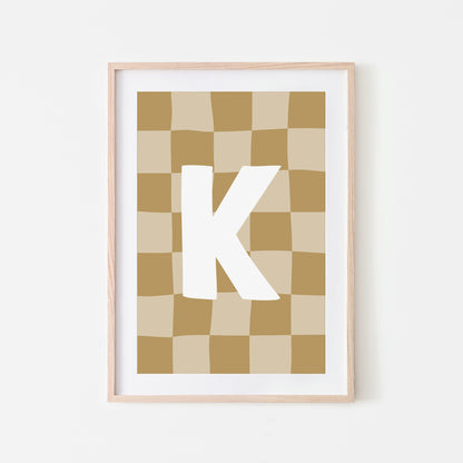 Checkered-Letters-Alphabet-Poster-Print-Letter-K-in-Wheat