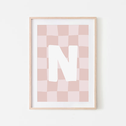 Checkered-Letters-Alphabet-Poster-Print-Letter-N-in-Blush