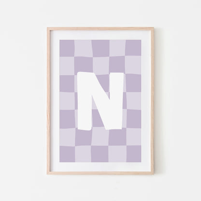 Checkered-Letters-Alphabet-Poster-Print-Letter-N-in-Lavender