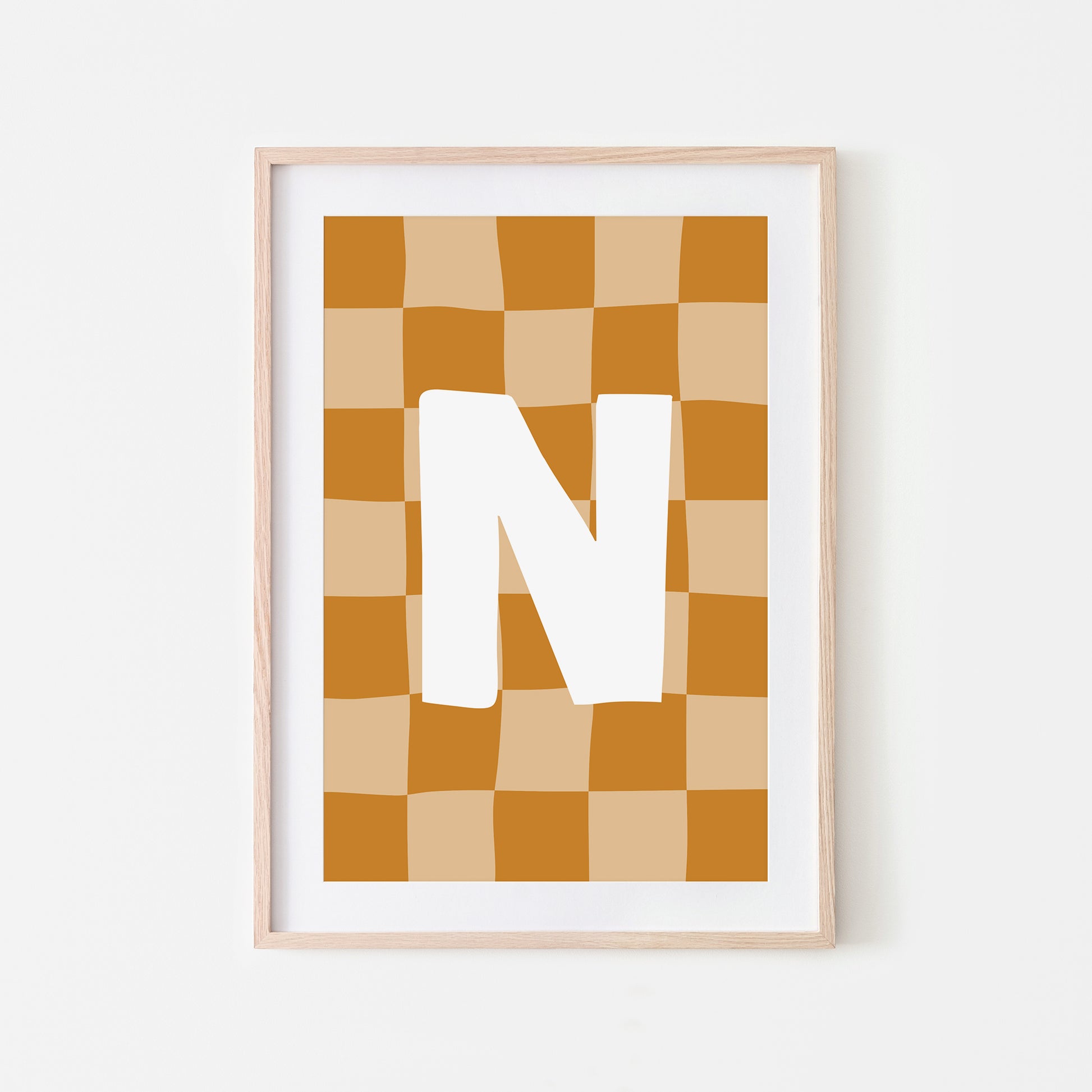 Checkered-Letters-Alphabet-Poster-Print-Letter-N-in-Mustard