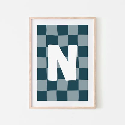 Checkered-Letters-Alphabet-Poster-Print-Letter-N-in-Navy