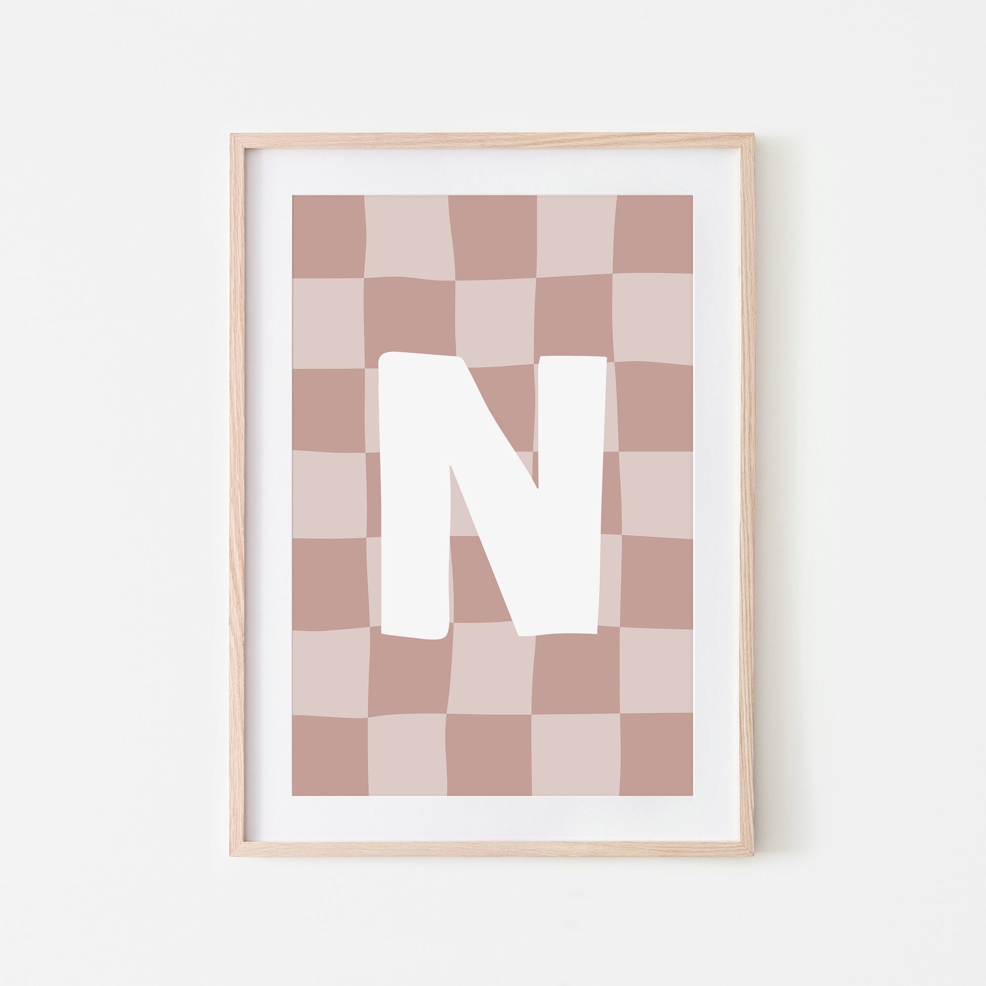 Checkered-Letters-Alphabet-Poster-Print-Letter-N-in-Rose