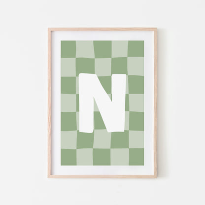 Checkered-Letters-Alphabet-Poster-Print-Letter-N-in-Sage