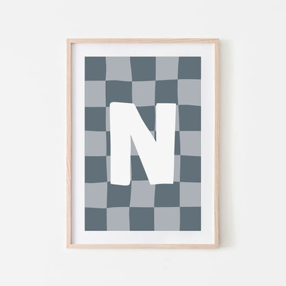Checkered-Letters-Alphabet-Poster-Print-Letter-N-in-Sky