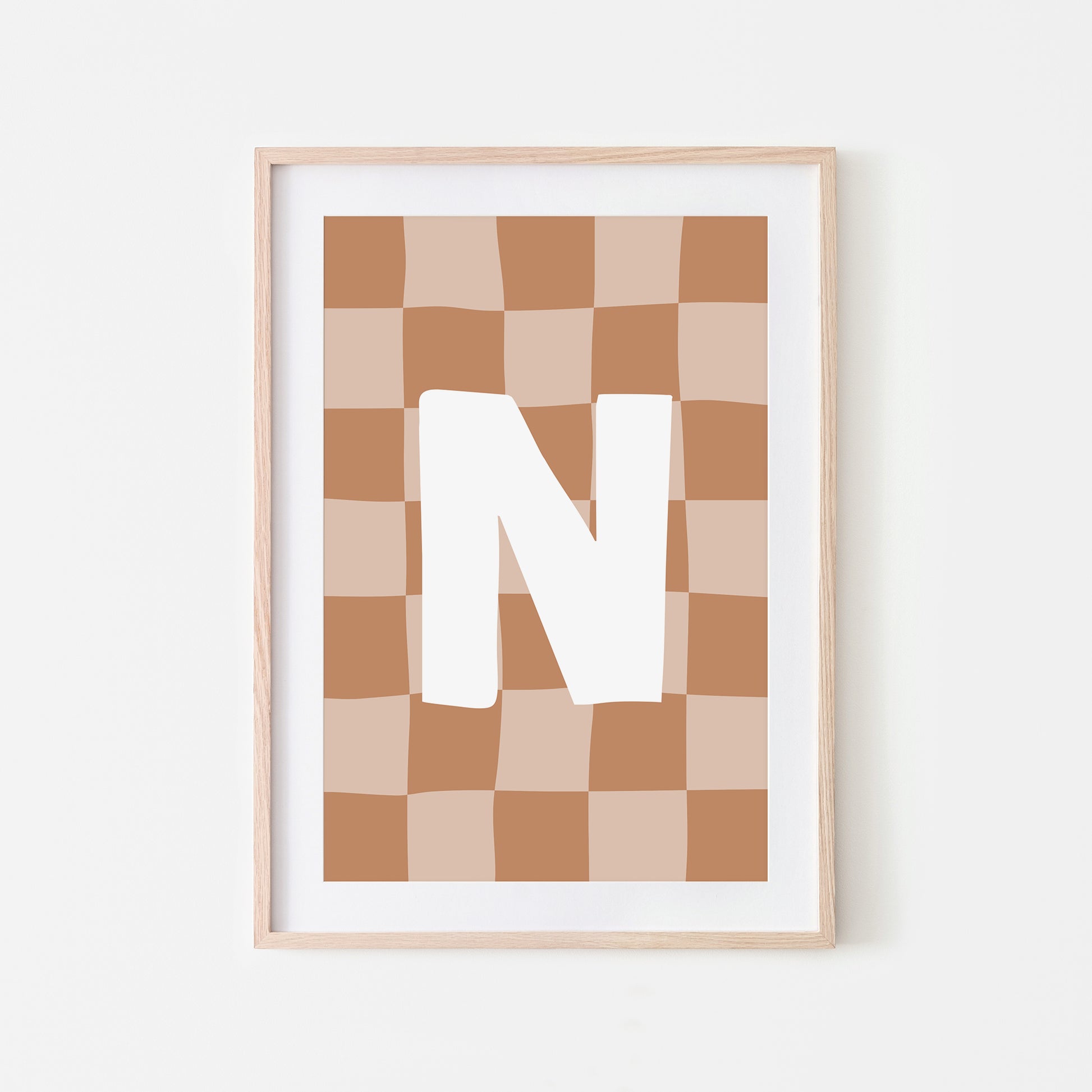Checkered-Letters-Alphabet-Poster-Print-Letter-N-in-Tan