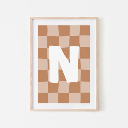 Checkered-Letters-Alphabet-Poster-Print-Letter-N-in-Tan