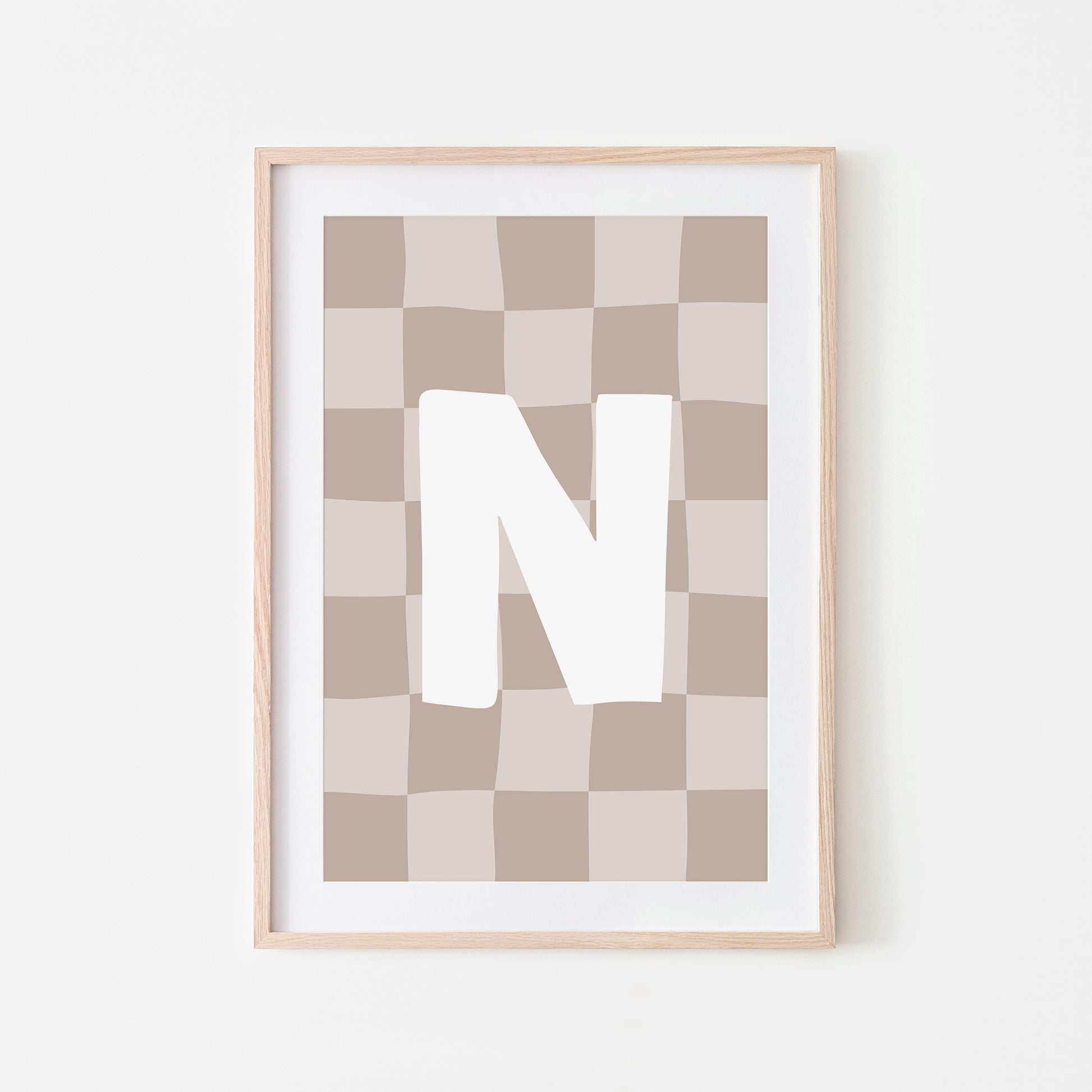 Checkered-Letters-Alphabet-Poster-Print-Letter-N-in-Truffle