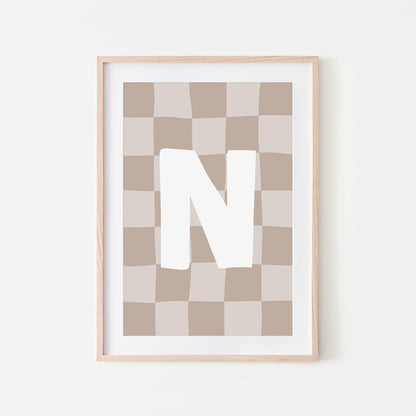 Checkered-Letters-Alphabet-Poster-Print-Letter-N-in-Truffle