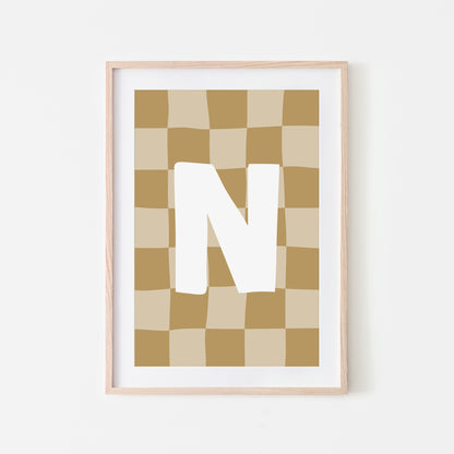 Checkered-Letters-Alphabet-Poster-Print-Letter-N-in-Wheat