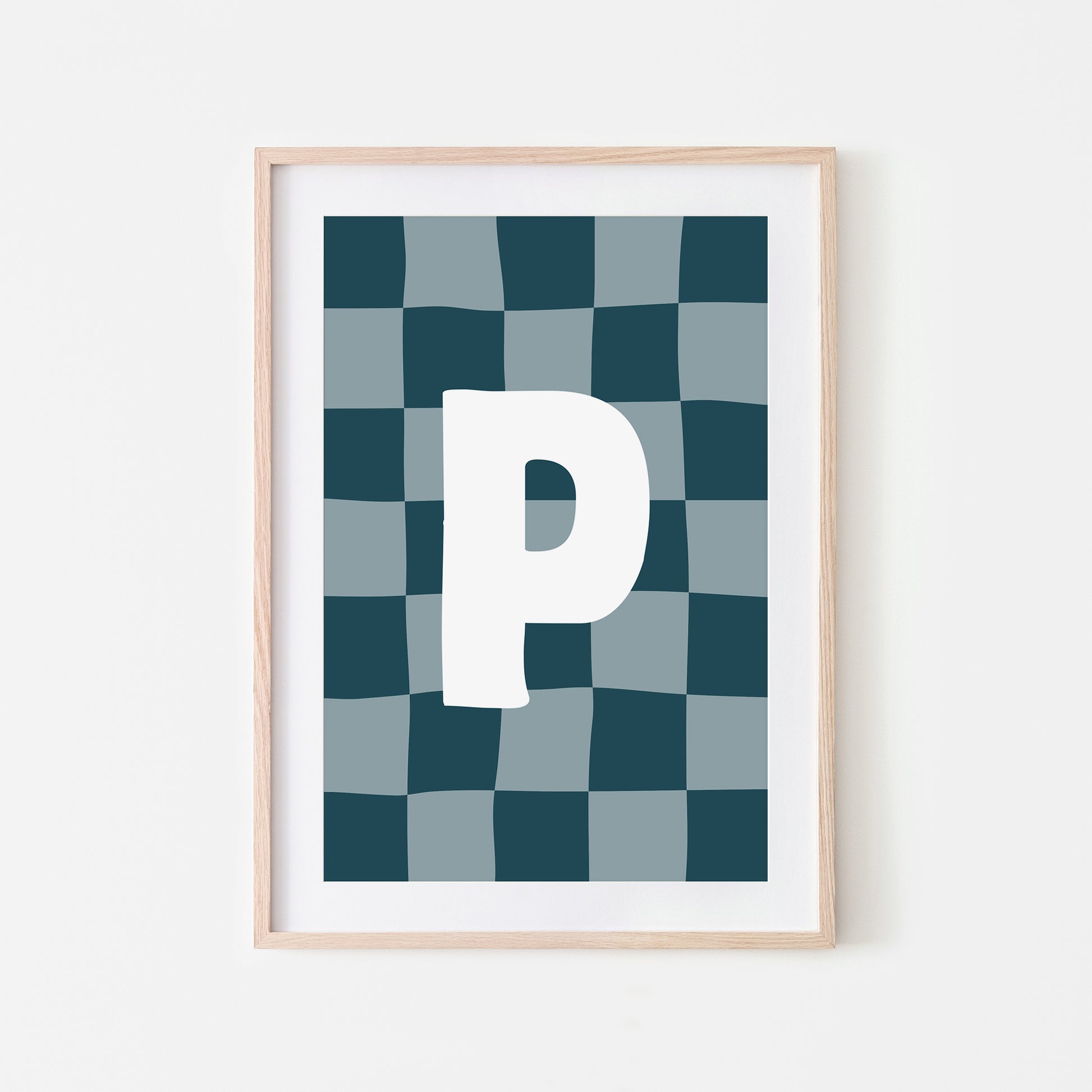 Checkered-Letters-Alphabet-Poster-Print-Letter-P-in-Navy