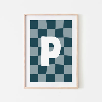 Checkered-Letters-Alphabet-Poster-Print-Letter-P-in-Navy