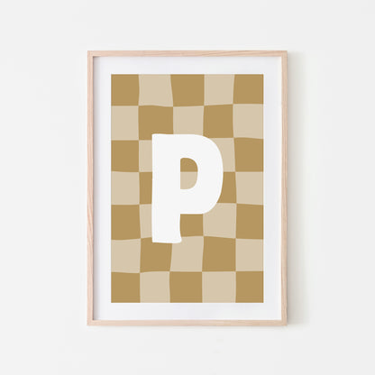Checkered-Letters-Alphabet-Poster-Print-Letter-P-in-Wheat