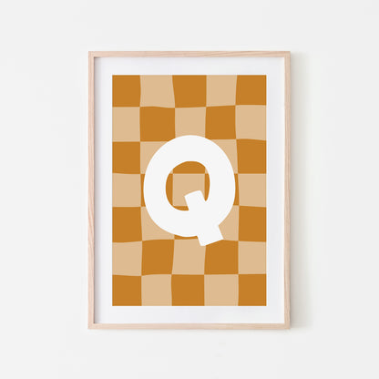 Checkered-Letters-Alphabet-Poster-Print-Letter-Q-in-Mustard