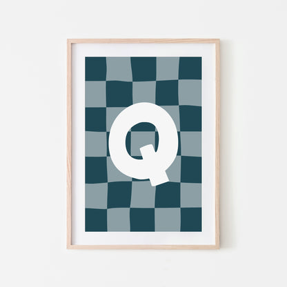 Checkered-Letters-Alphabet-Poster-Print-Letter-Q-in-Navy