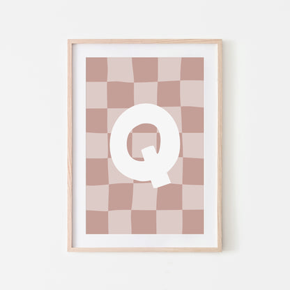 Checkered-Letters-Alphabet-Poster-Print-Letter-Q-in-Rose
