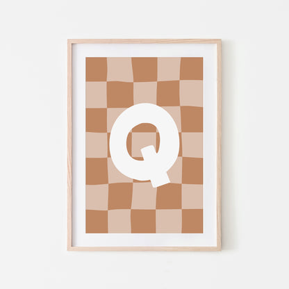 Checkered-Letters-Alphabet-Poster-Print-Letter-Q-in-Tan