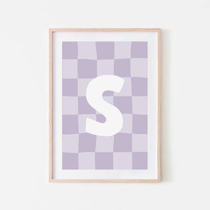 Checkered-Letters-Alphabet-Poster-Print-Letter-S-in-Lavender