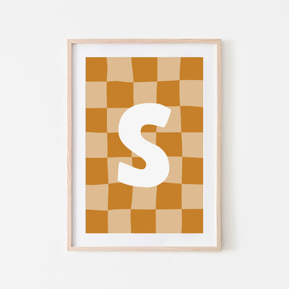 Checkered-Letters-Alphabet-Poster-Print-Letter-S-in-Mustard