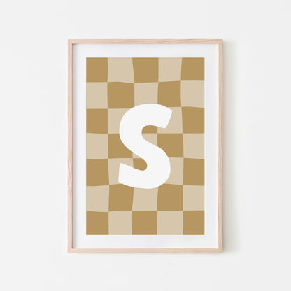Checkered-Letters-Alphabet-Poster-Print-Letter-S-in-Wheat