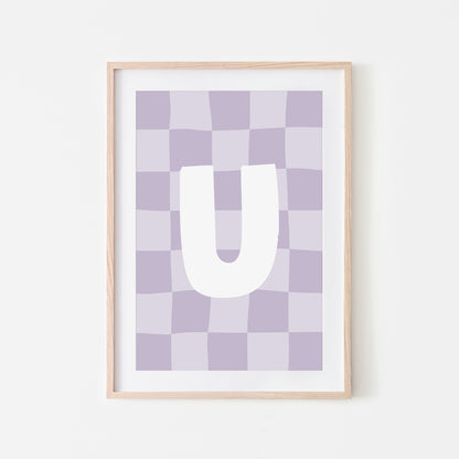 Checkered-Letters-Alphabet-Poster-Print-Letter-U-in-Lavender