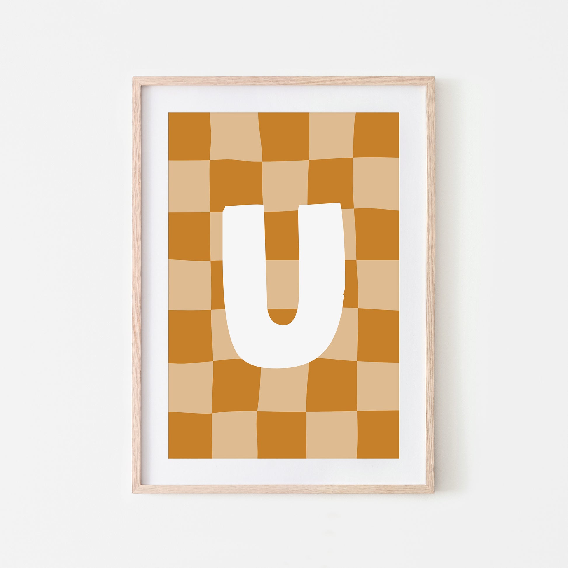 Checkered-Letters-Alphabet-Poster-Print-Letter-U-in-Mustard