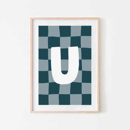 Checkered-Letters-Alphabet-Poster-Print-Letter-U-in-Navy