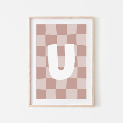 Checkered-Letters-Alphabet-Poster-Print-Letter-U-in-Rose