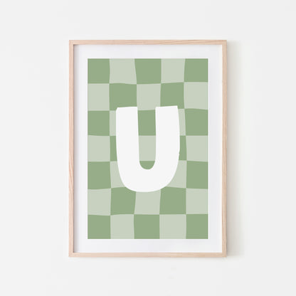 Checkered-Letters-Alphabet-Poster-Print-Letter-U-in-Sage