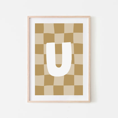 Checkered-Letters-Alphabet-Poster-Print-Letter-U-in-Wheat