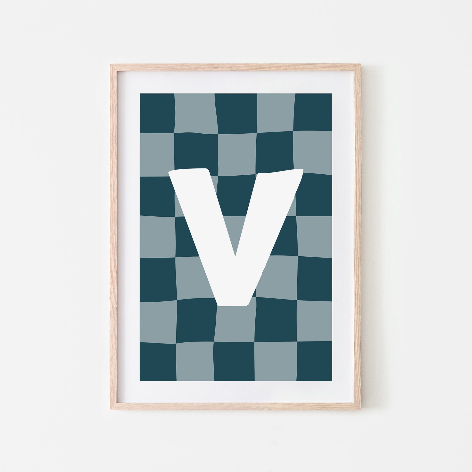 Checkered-Letters-Alphabet-Poster-Print-Letter-V-in-Navy