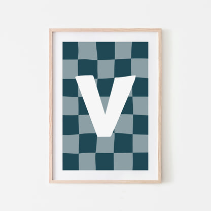 Checkered-Letters-Alphabet-Poster-Print-Letter-V-in-Navy