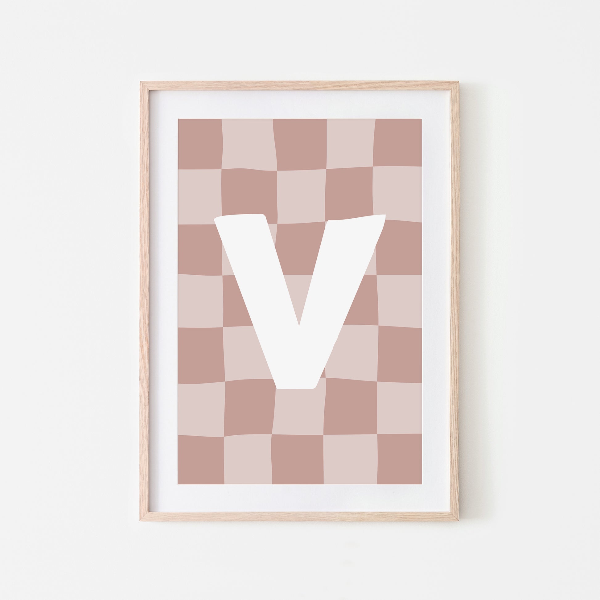 Checkered-Letters-Alphabet-Poster-Print-Letter-V-in-Rose