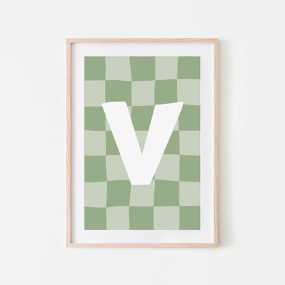 Checkered-Letters-Alphabet-Poster-Print-Letter-V-in-Sage
