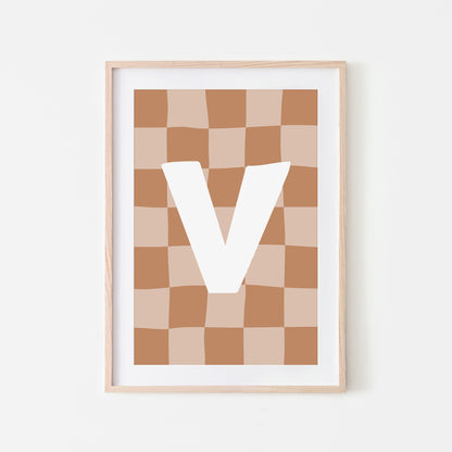 Checkered-Letters-Alphabet-Poster-Print-Letter-V-in-Tan